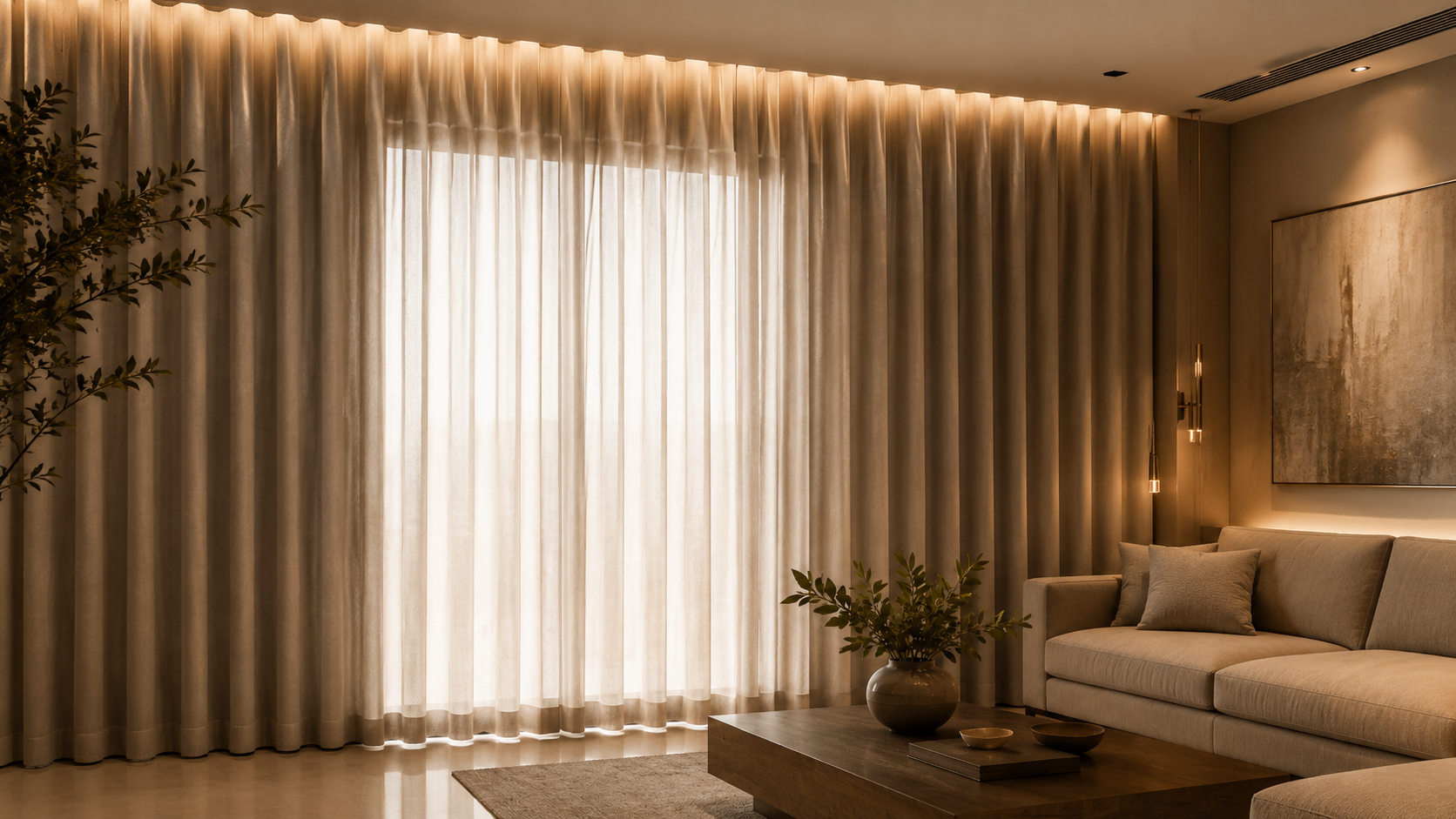 Cortina Wave em ambiente sofisticado