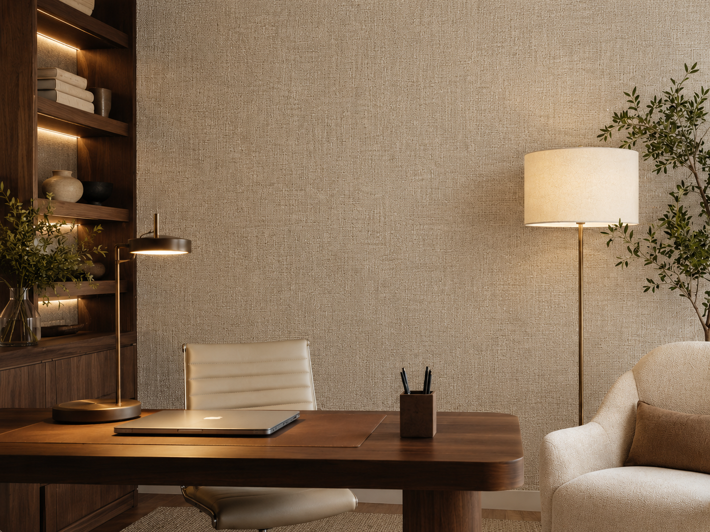 Papel de parede linho texturizado com acabamento elegante