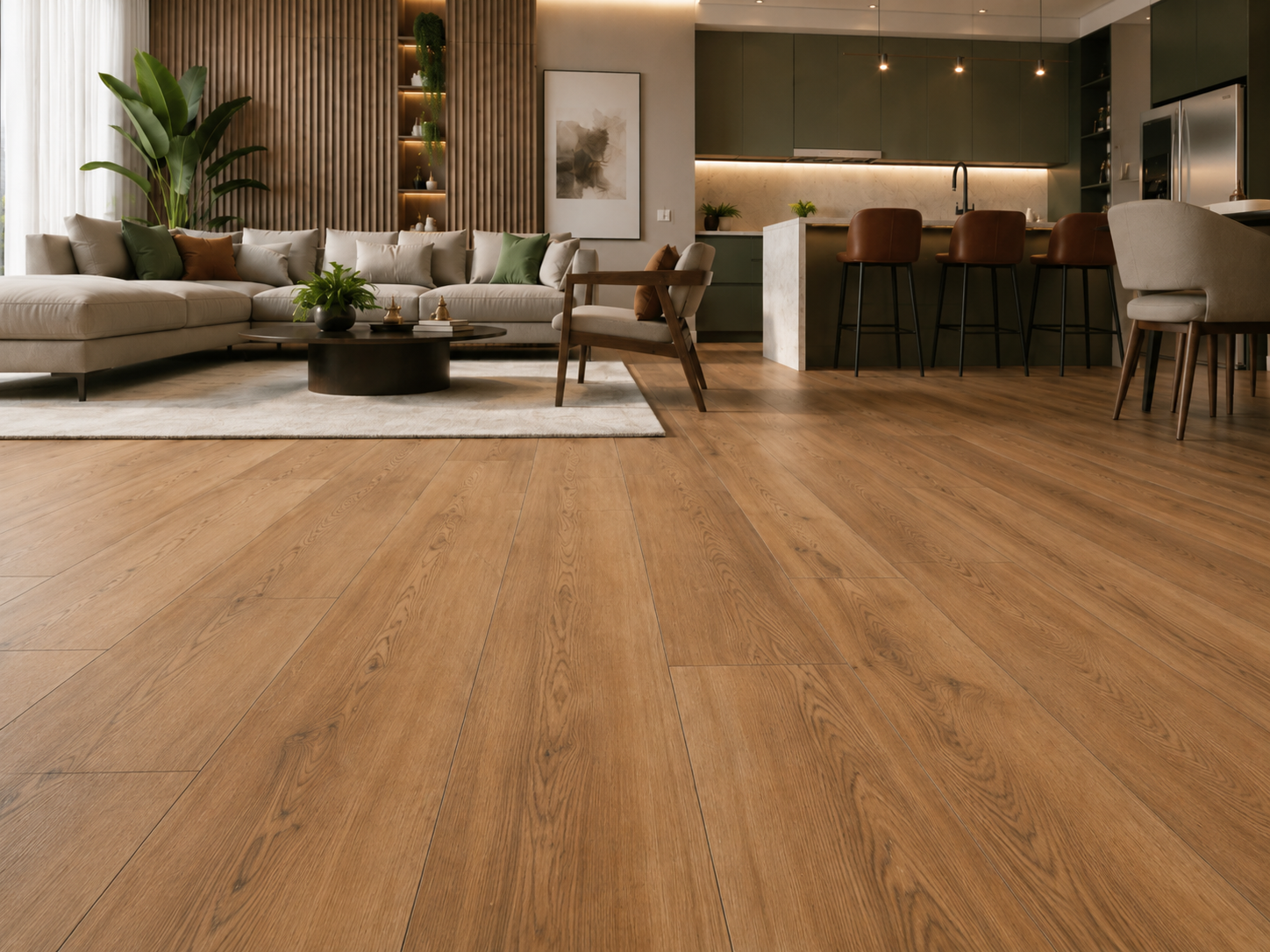 Piso vinílico clicado com acabamento elegante